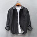 Denim Shirt for Men Autumn Winter New Cotton Outerwear Man Casual Pockets Decoration Solid Jackets Coats