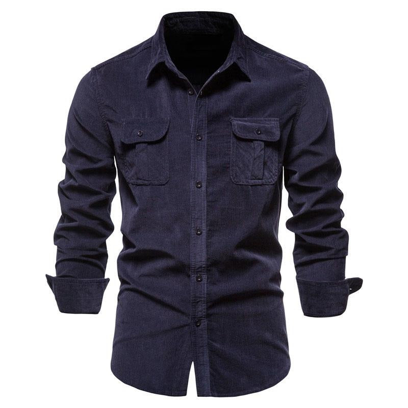 Corduroy Men Shirts Spring Summer Slim Fit Clothing Long Sleeve Casual Shirts For Male