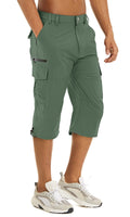 Quick Drying Multi-Pockets 3/4 Length Shorts Men Outdoor Below Knee Hiking ShortsTactical Cargo Nylon Work Shorts