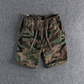 Classic camouflage casual shorts men drawstring, elastic waist, fashionable youth work clothes