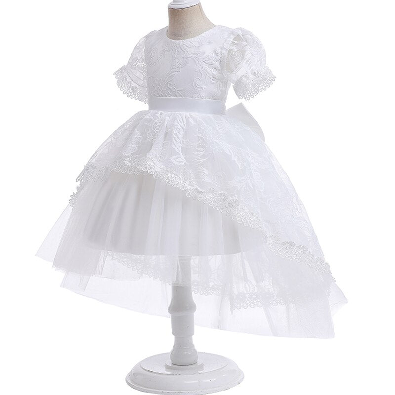 Elegant Girls White Lace Trailing Floral Dress Party Clothes Flower For Wedding Evening