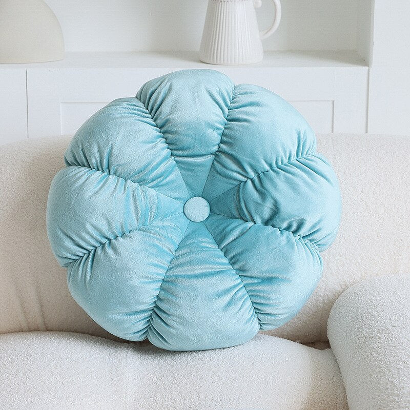 Floral Cushion Soft Velvet Home Decoration Pillow Ivory Blue Solid Color Floor Pat Handcraft Home decoration Sofa Chair Car