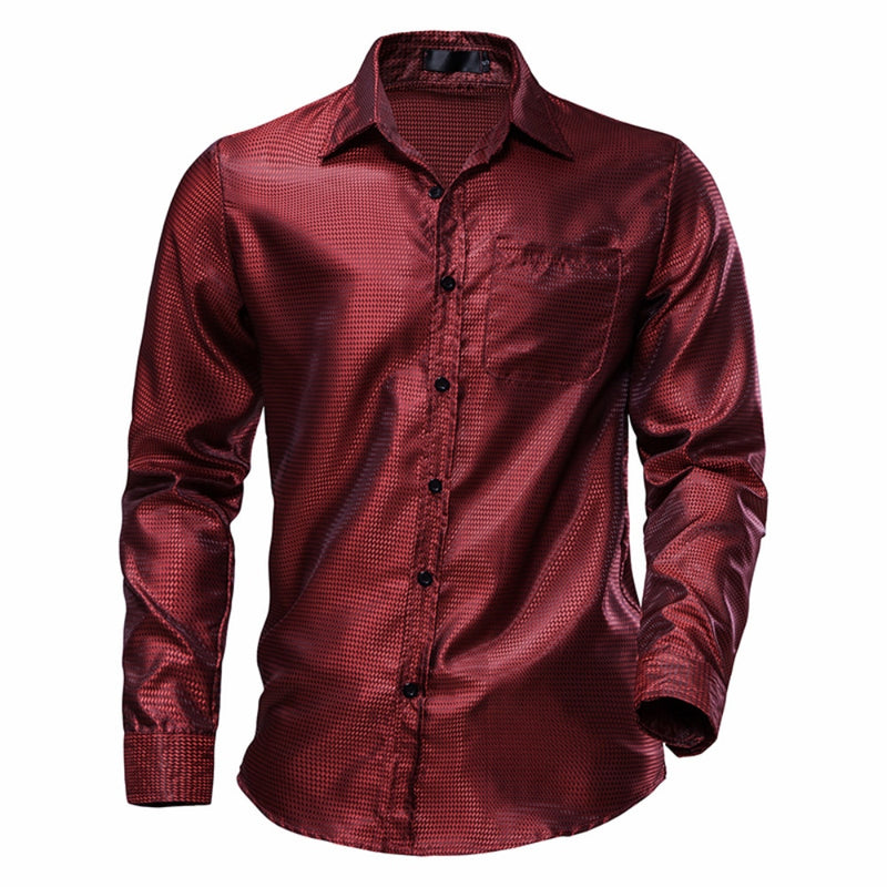 Mens Shirts Long Sleeve Slim Fit Disco Party Shirt For Men High Quality