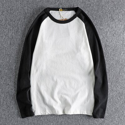 stitching contrast autumn and winter long sleeve T-shirt Men pure cotton comfortable raglan sleeves