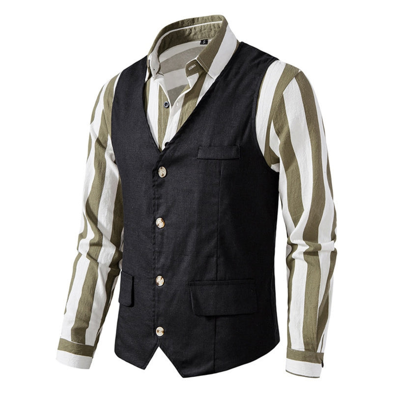 Men Suit Vest Blue Single Breasted Blended Vest Denim Jeans Waistcoat Jacket Slim Fit Casual Formal Business