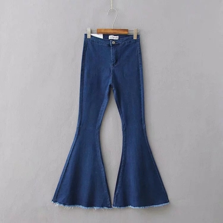 Spring and winter high waist flare bottoms denim slim jeans female full length pants female