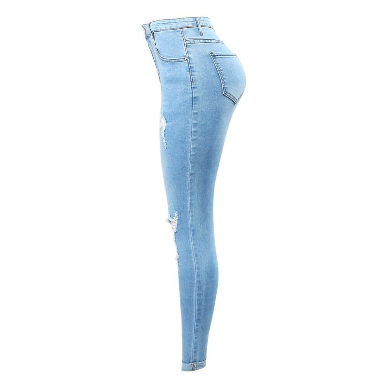 High Waist Cropped Jeans Woman Stretchy Denim Ripped Pencil Pants Jeans For Women Clothing