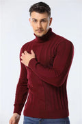 Slim Fit Pullovers Turtleneck Men Casual Basic Solid Color Warm Striped Sweater Mens New Winter Sweaters Male