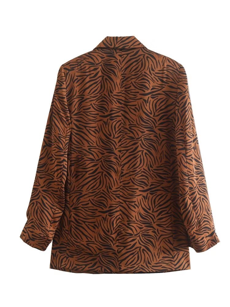 England High Street Leopard Print Vintage Blazers Women Jacket