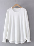 Womens Clothing Spring Casual Slim Tees With Long Sleeves Knitted High Stretch Simple Tops