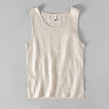 Pure Linen Sleeveless White Tank Top Men Summer Solid Breathable Vest Tees Casual Man Vests