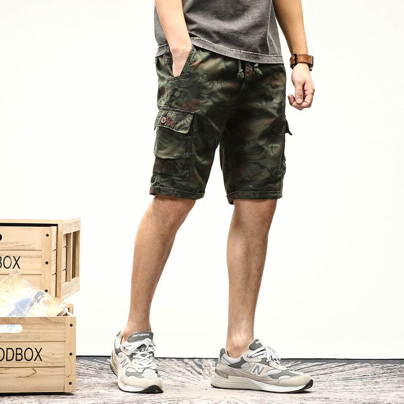 Men Overalls Shorts Military Cargo Shorts Army Camouflage Tactical Joggers Shorts Men Loose Work Casual Shorts