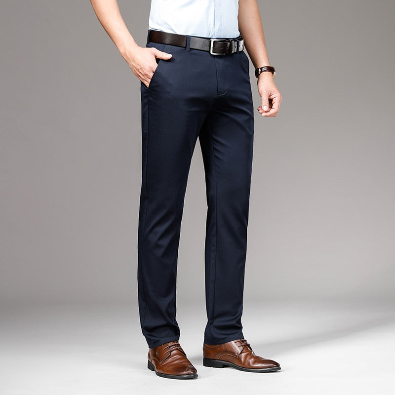 Men Spring And Summer New High-Waisted Straight Casual Pants Middle-Aged High-End Loose Business Casual