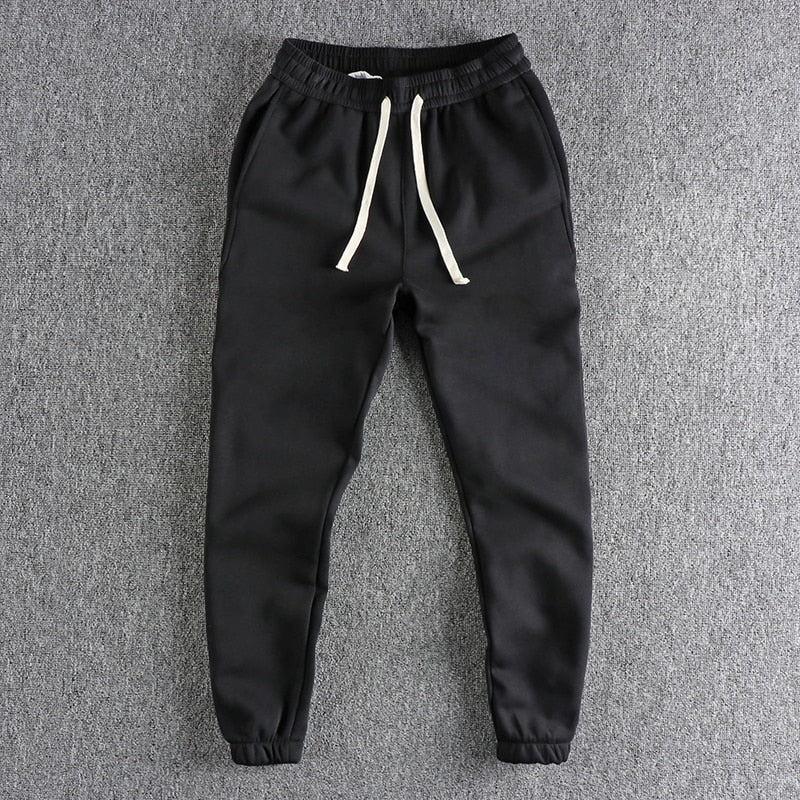 Plush thickened high-density knitted fabric side splicing casual pants men solid loose leggings