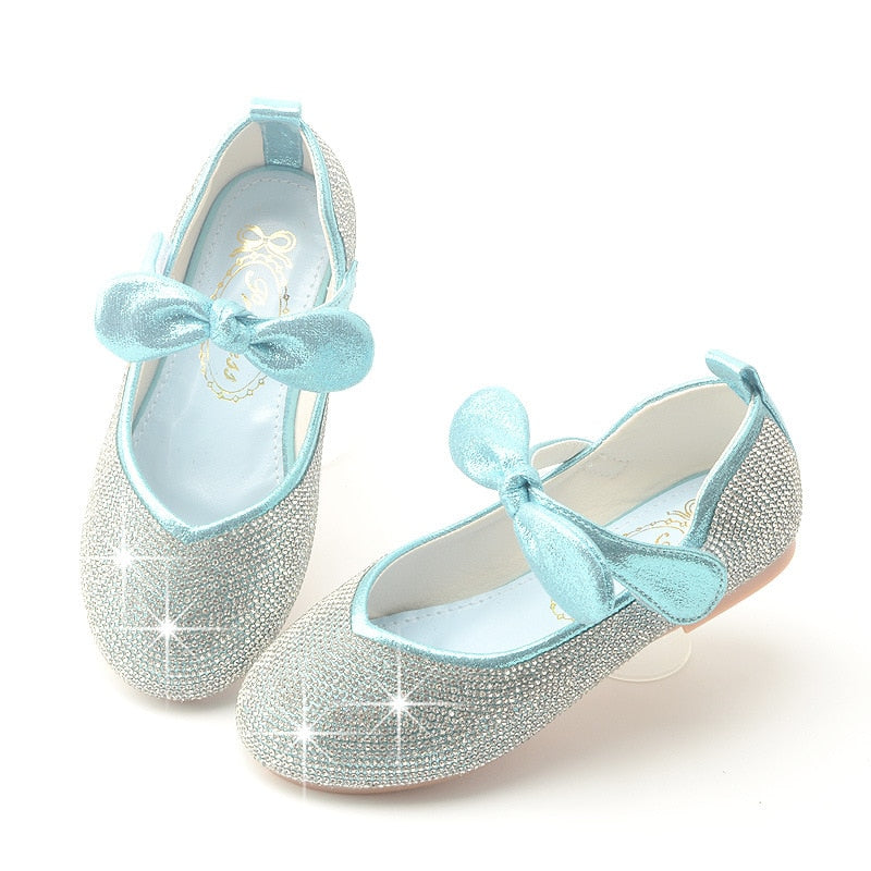 Toddlers Girls Elegant Party Shoes for Baby Bow Sequin Mary Jane Girl Princess Shoes Kid Girl Wedding Dress Leather Shoe