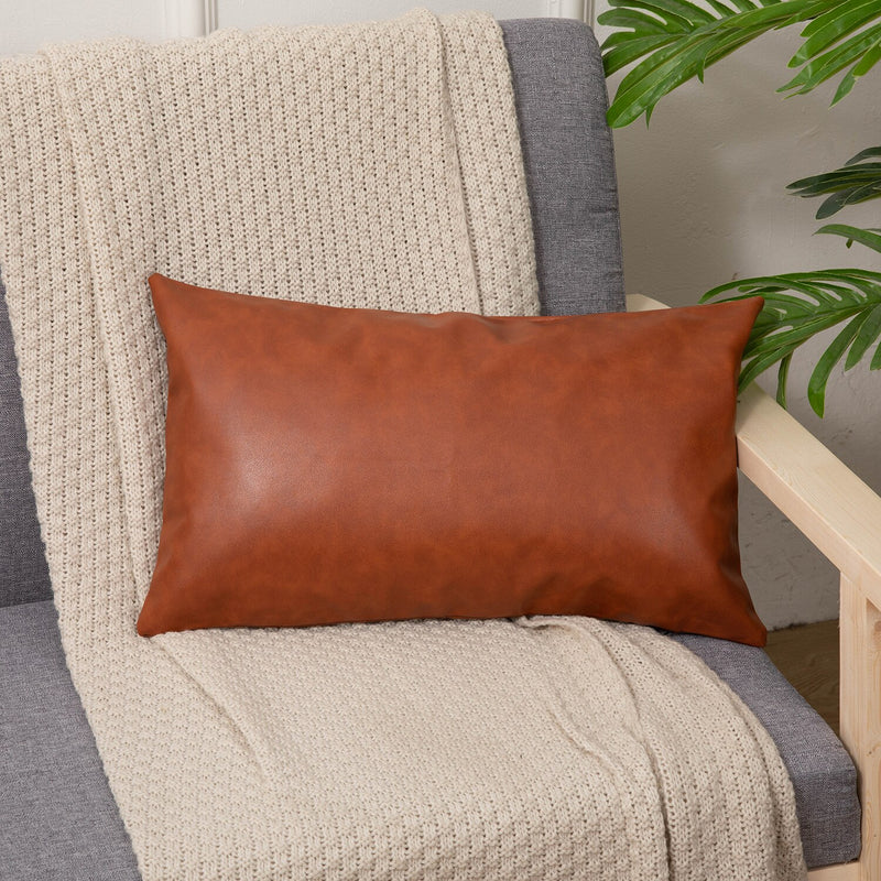 Solid Brown Cushion Cover 45x45cm Faux Leather Modern Solid Outdoor Plain Pillow Cover For Couch Sofa Chair Bed Home decoration