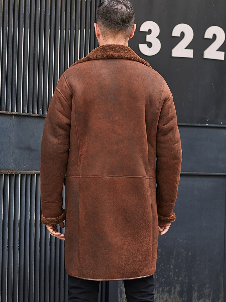 Arrival Original Ecology Genuine Leather Jacket Men Long Trench Shearling Coat Thickened Real Sheepskin Overcoat