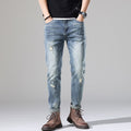 Men Spring And Summer High-Quality Classic Straight Jeans Mid-Waist