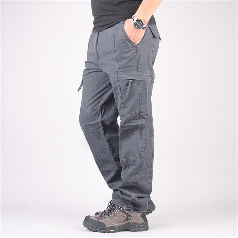 Spring Autumn Casual Cotton Cargo Pants Men Combat Military Tactical Pants Army Straight Slacks Long Trousers