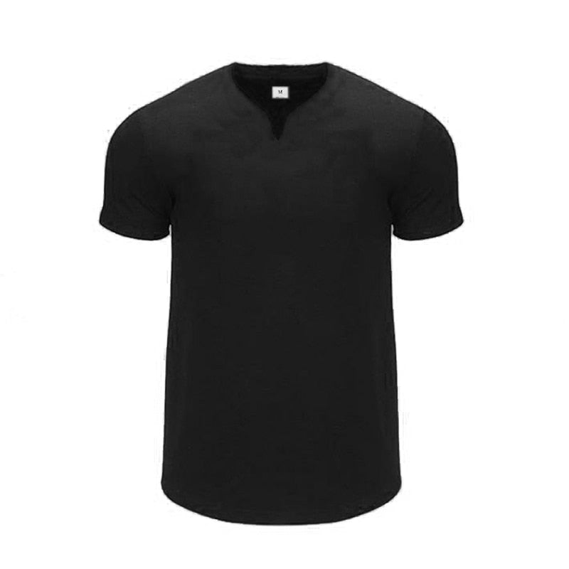 Summer V neck Short Sleeve Men T shirt Slim Fit t-shirt Men Skinny Casual Gym Clothing Fitness