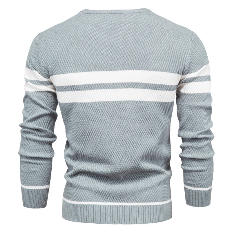 Autumn Pullover Men Sweater O-neck Patchwork Long Sleeve Warm Slim Sweaters Men Casual Sweater Men Clothing