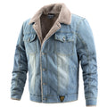 Velvet Thick Denim Jacket Men Casual Lapel Cotton Jeans Jacket Men Fur Collar Warm Winter Mens Jackets And Coats