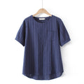 T-Shirt For Women Clothing Jacquard Hollow Out Thin Tops Casual Single Pocket Curve Tees Summer