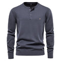 Henley Collar Men Sweaters 100% Cotton Solid Color Casual Men Pullovers New Autumn Thin High Quality Sweaters for Men