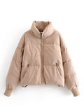 Woolen Coat Parkas Solid Casual New Stand Neck Long Sleeve Women zippers Spring Winter