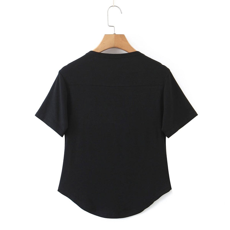 Women Elegant Show Collarbone Square Collar Tops French Slim Short Sleeve Tee Summer