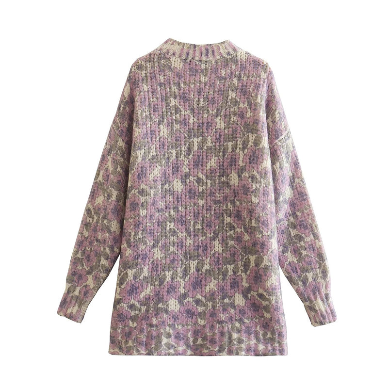 Flower Sweaters Women Winter Jacquard Pullovers Tops