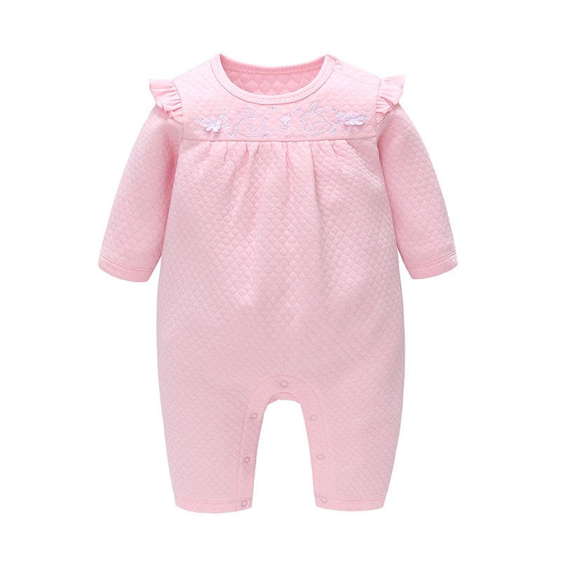 Spring and Autumn Children Clothing Baby Clothes Baby Girl One-Pieces Pink Long Sleeves Outing Kids Romper Infant Jumpsuit