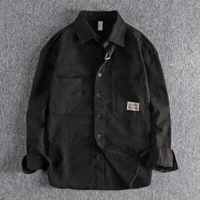 spring new work shirt men long-sleeved daily loose thin coat