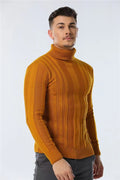 Slim Fit Pullovers Turtleneck Men Casual Basic Solid Color Warm Striped Sweater Mens New Winter Sweaters Male