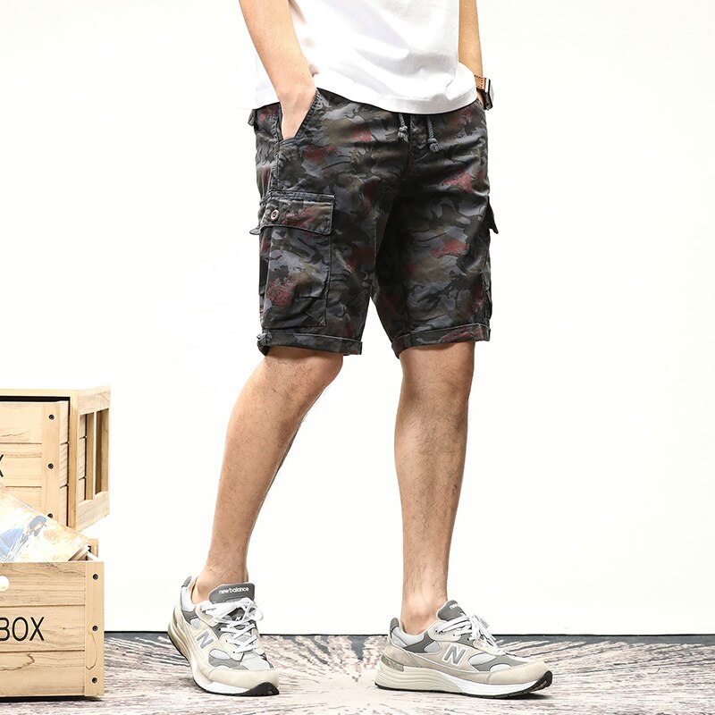 Men Overalls Shorts Military Cargo Shorts Army Camouflage Tactical Joggers Shorts Men Loose Work Casual Shorts