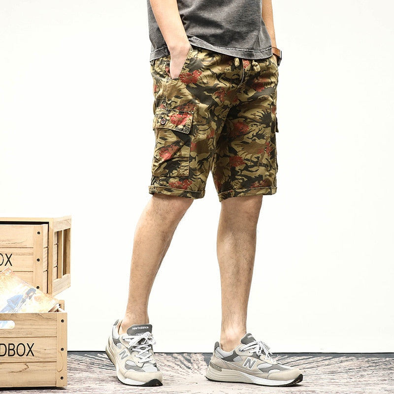 Men Overalls Shorts Military Cargo Shorts Army Camouflage Tactical Joggers Shorts Men Loose Work Casual Shorts