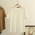 T-Shirt For Women Jacquard Knitted Fabric Summer Casual Short Sleeve Twist Tops