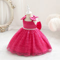 Flower Girl Dress for Weddings Party Kids Sleeveless Beading Ball Gowns with Big Bow Children Girls Elegant Cute Formal Costumes