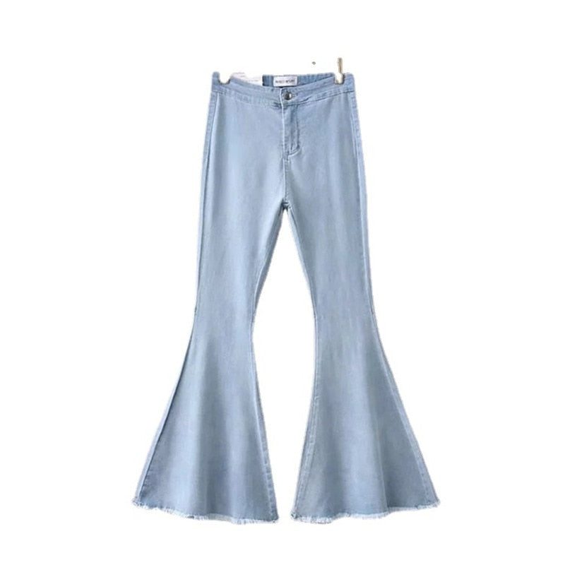 Spring and winter high waist flare bottoms denim slim jeans female full length pants female