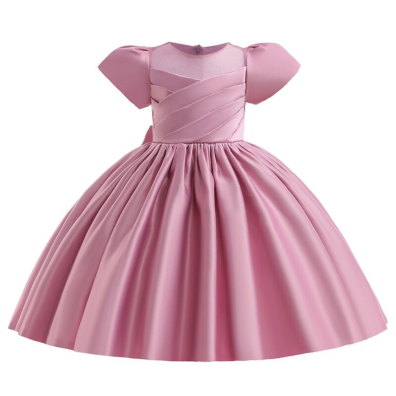 Little Bridesmaid Clothes Evening Dresses Kids  For Girl Children Costume Lace Princess Flower Clothing White Pink Gown