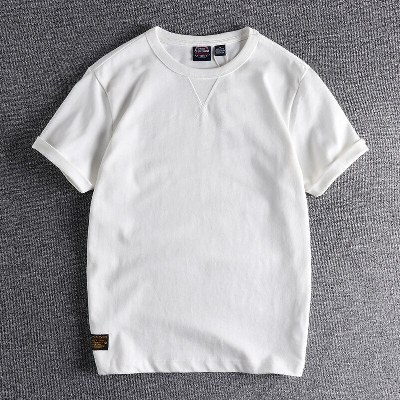 Cotton short sleeved t-shirt men sleeve crimping solid youth half sleeved clothes