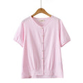 Blouses For Women Clothing Thin Cotton Jacquard V-Neck Curve Tops Summer