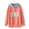 Woman Clothing LOOSE Knitted Pullover Letter Dobby Peter Pan Collar Curve Jumper Winter