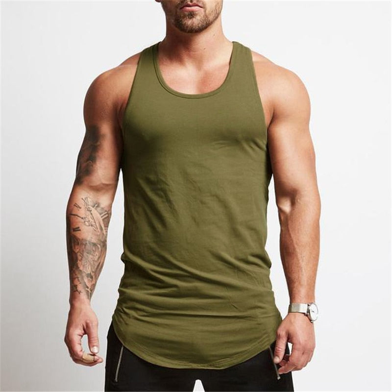 Solid Tank Top Men Stringer Tanktop Fitness Singlet Sleeveless Shirt Workout Man Undershirt Gym Clothing