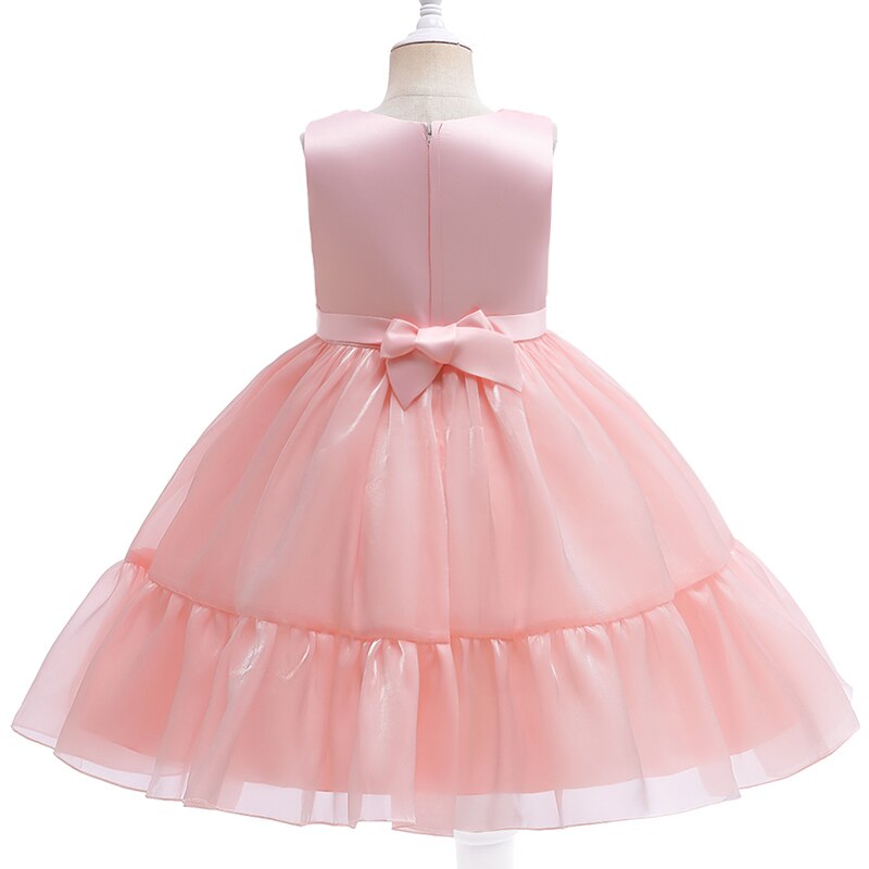 Pink Soft Velvet Flower Girls Wedding Dress Formal Ceremonies Ball Gown Kids Clothing Little Child Birthday Party Prom