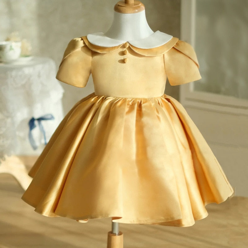 Flower Girl Royal Dress Kids Birthday Baptism Dresses For Children Elegant Big Bow Frocks Girls Boutique Party Wear Dresses