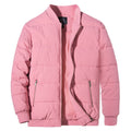 Winter Quilted Lined Bomber Jackets Mens Puffer Jackets Full Zip Casual Warm Coats Zipper Pockets Hiking Outwear Tops