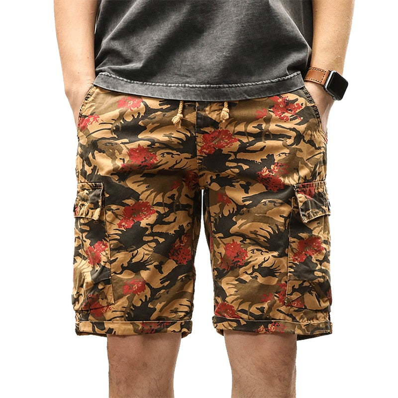 Men Overalls Shorts Military Cargo Shorts Army Camouflage Tactical Joggers Shorts Men Loose Work Casual Shorts