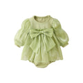 Spring and Autumn Children Clothing Newborn Baby Clothes Baby Girl One-Pieces Green Bow Kids Triangle Romper Infant Bodysuits