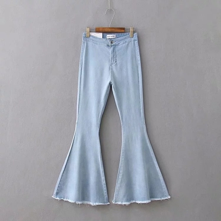 Spring and winter high waist flare bottoms denim slim jeans female full length pants female